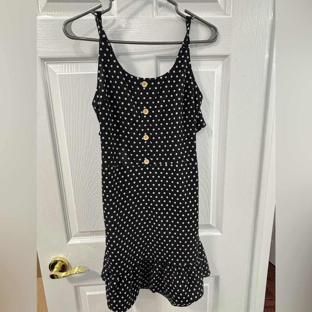 Black Polka Dot Dress with Buttons